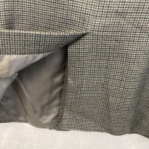 Chaps 100% Lambswool Blazer Jacket Mens 42R Gray Houndstooth Sport Coat Formal - Picture 11 of 16